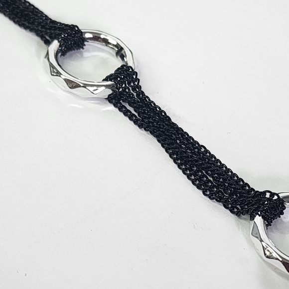 Long Multi Black Chain Necklace with Tassel and Matching Earrings Set - Picture 6 of 10